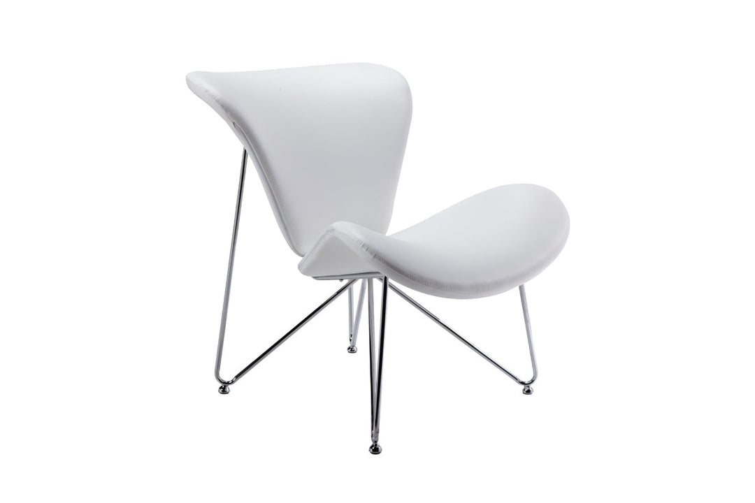 28" White And Silver Polyester Butterfly Chair Image 1