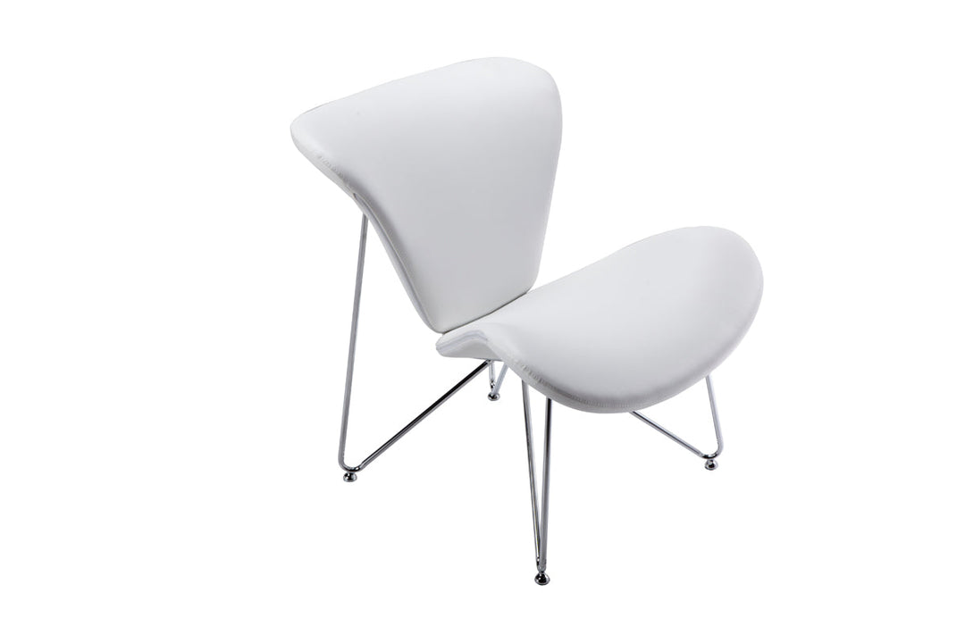 28" White And Silver Polyester Butterfly Chair Image 2