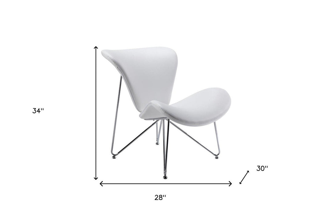 28" White And Silver Polyester Butterfly Chair Image 3