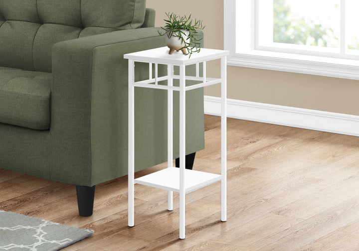 28" White Square End Table With Shelf Image 1