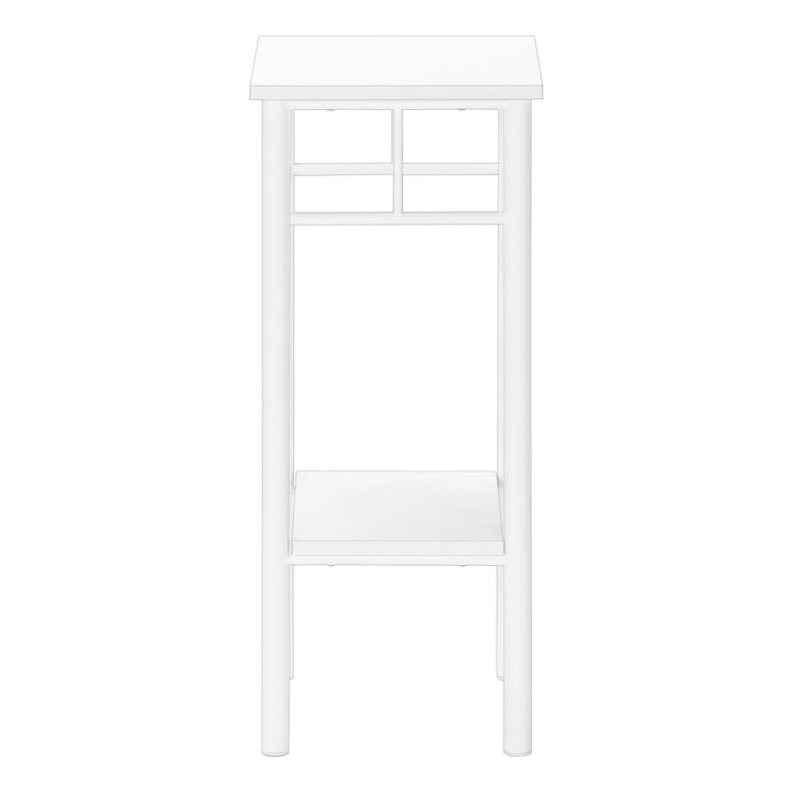 28" White Square End Table With Shelf Image 3