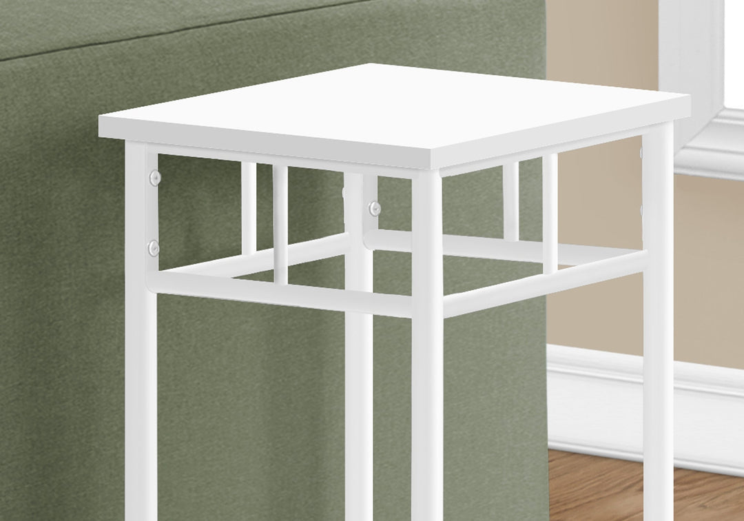 28" White Square End Table With Shelf Image 7