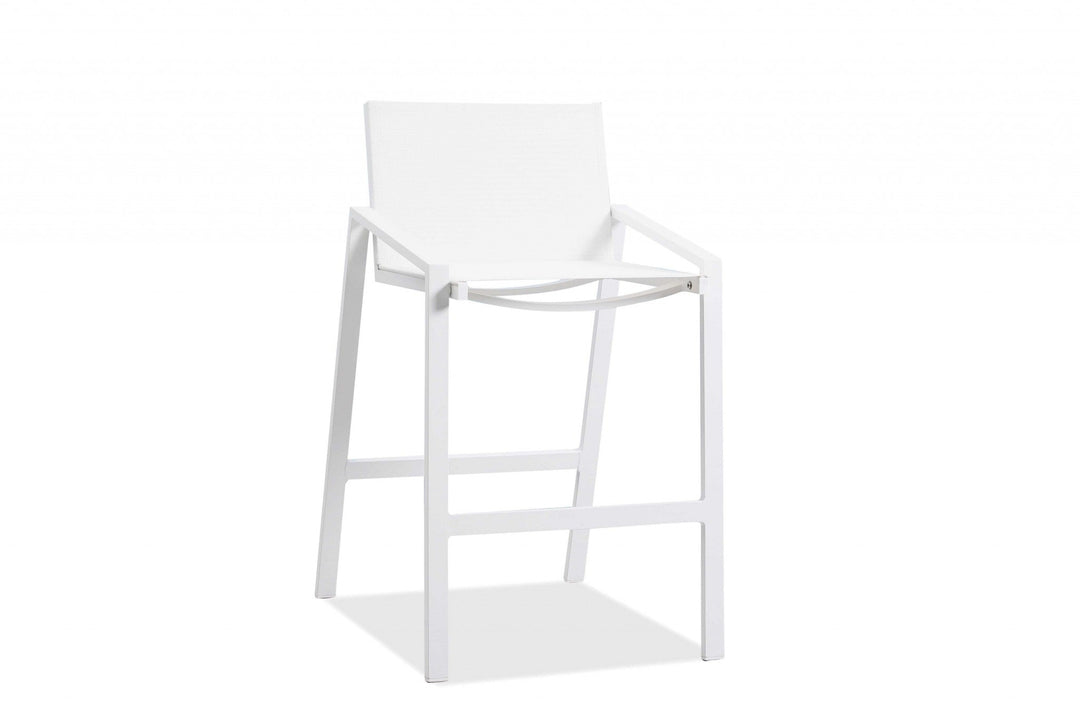 28" White Stainless Steel Counter Height Bar Chair Image 1