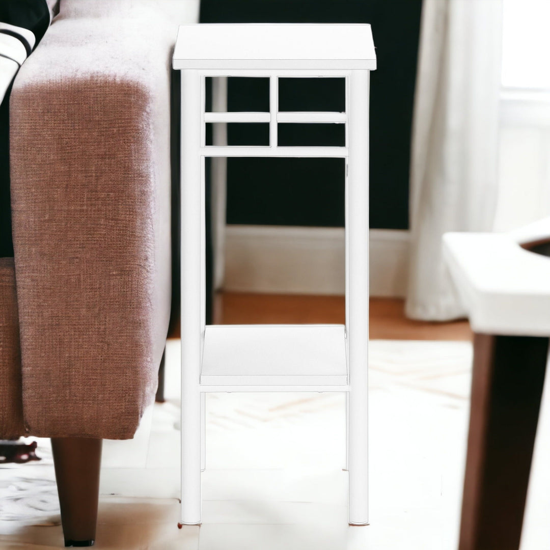 28" White Square End Table With Shelf Image 10