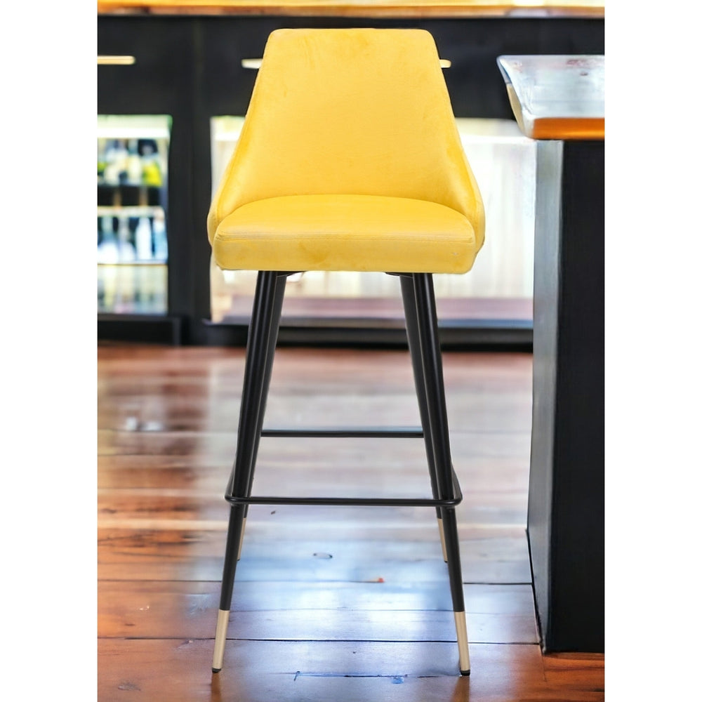 30" Yellow And Black Steel Low Back Bar Height Bar Chair Image 2