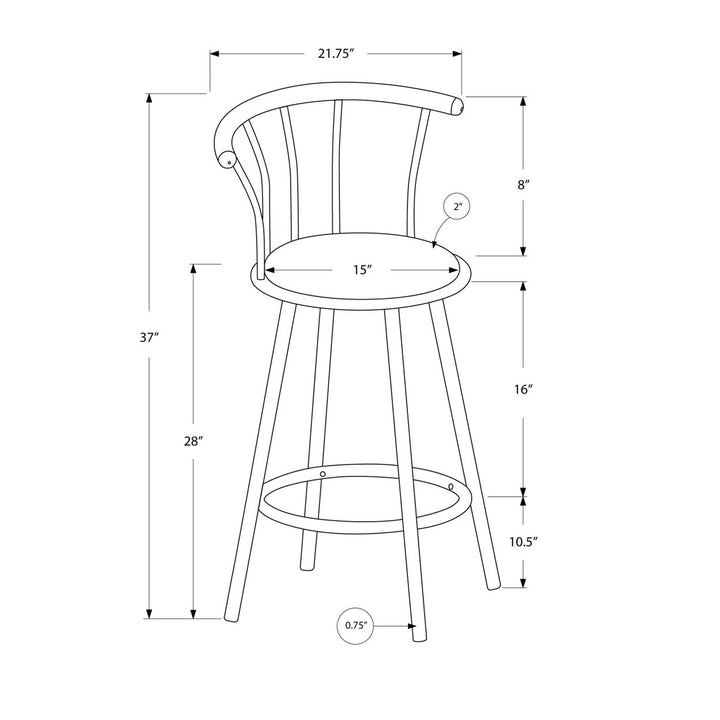 31 " Black Metal Low Back Bar Chair Image 3