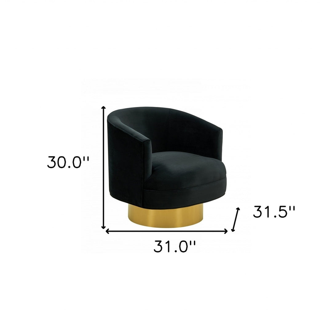 31" Black And Gold Velvet Barrel Chair Image 7