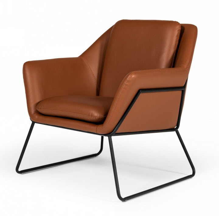 31" Brown And Black Faux Leather Lounge Chair Image 1