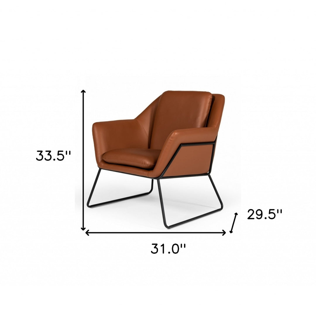 31" Brown And Black Faux Leather Lounge Chair Image 7