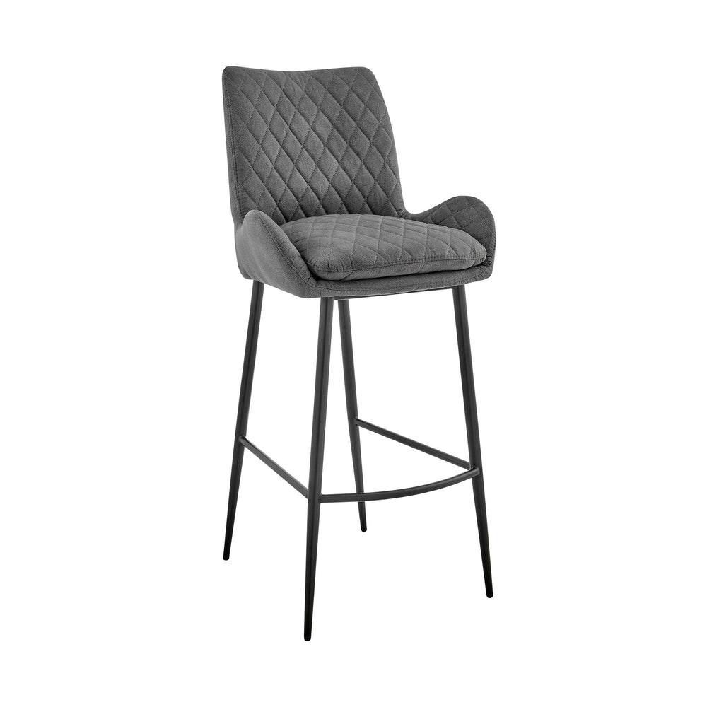 31" Charcoal And Black Iron Bar Height Bar Chair Image 2