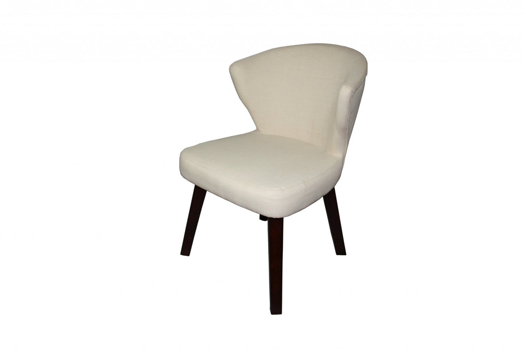 31" Cream and Black Wooden Curve Back Dining or Accent Chair Image 1