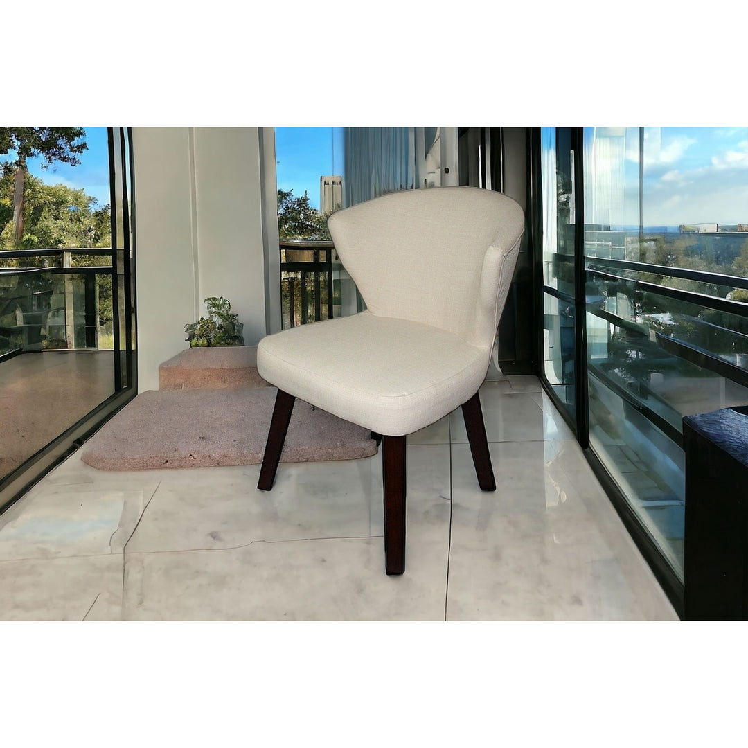 31" Cream and Black Wooden Curve Back Dining or Accent Chair Image 10