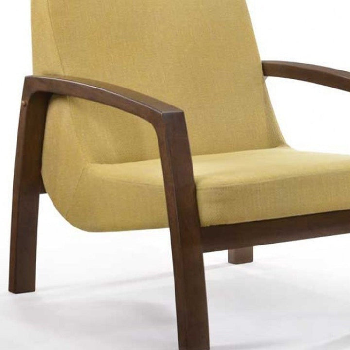 31" Gold and Walnut Retro Modern Wood Armchair Image 5