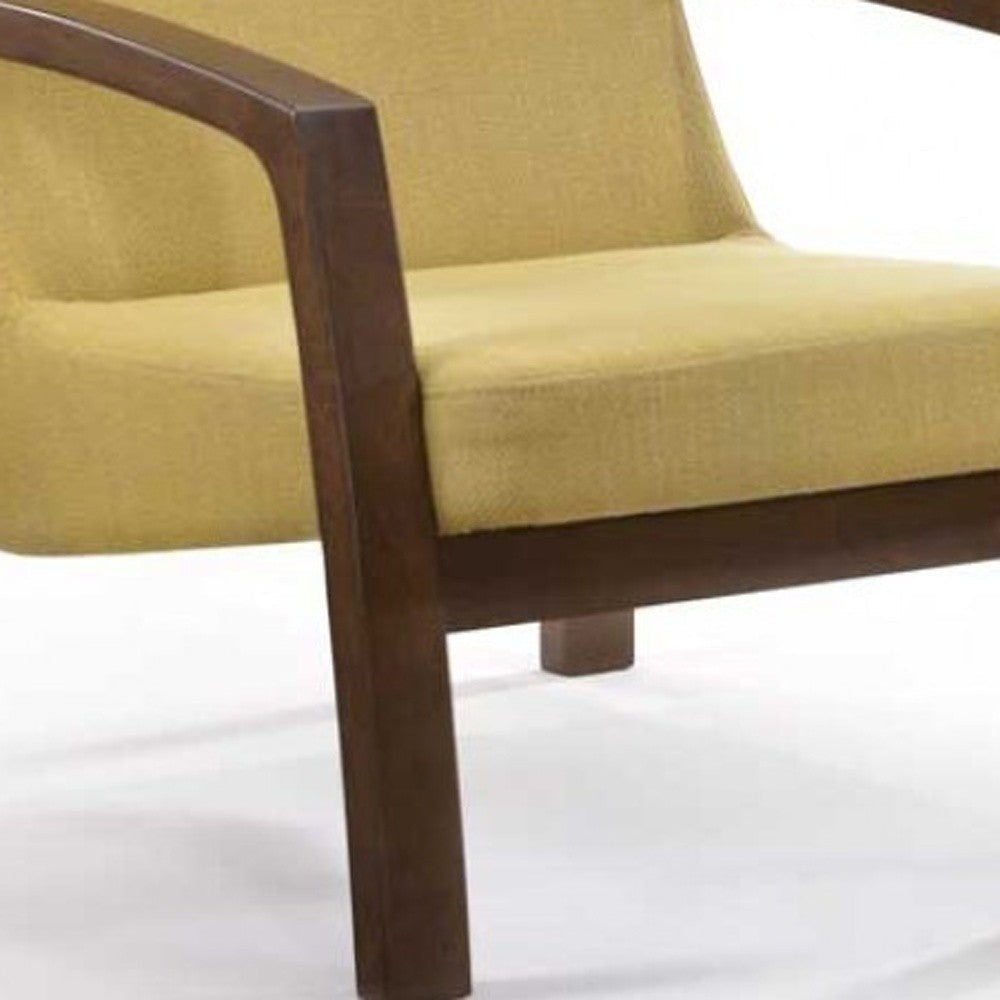 31" Gold and Walnut Retro Modern Wood Armchair Image 6