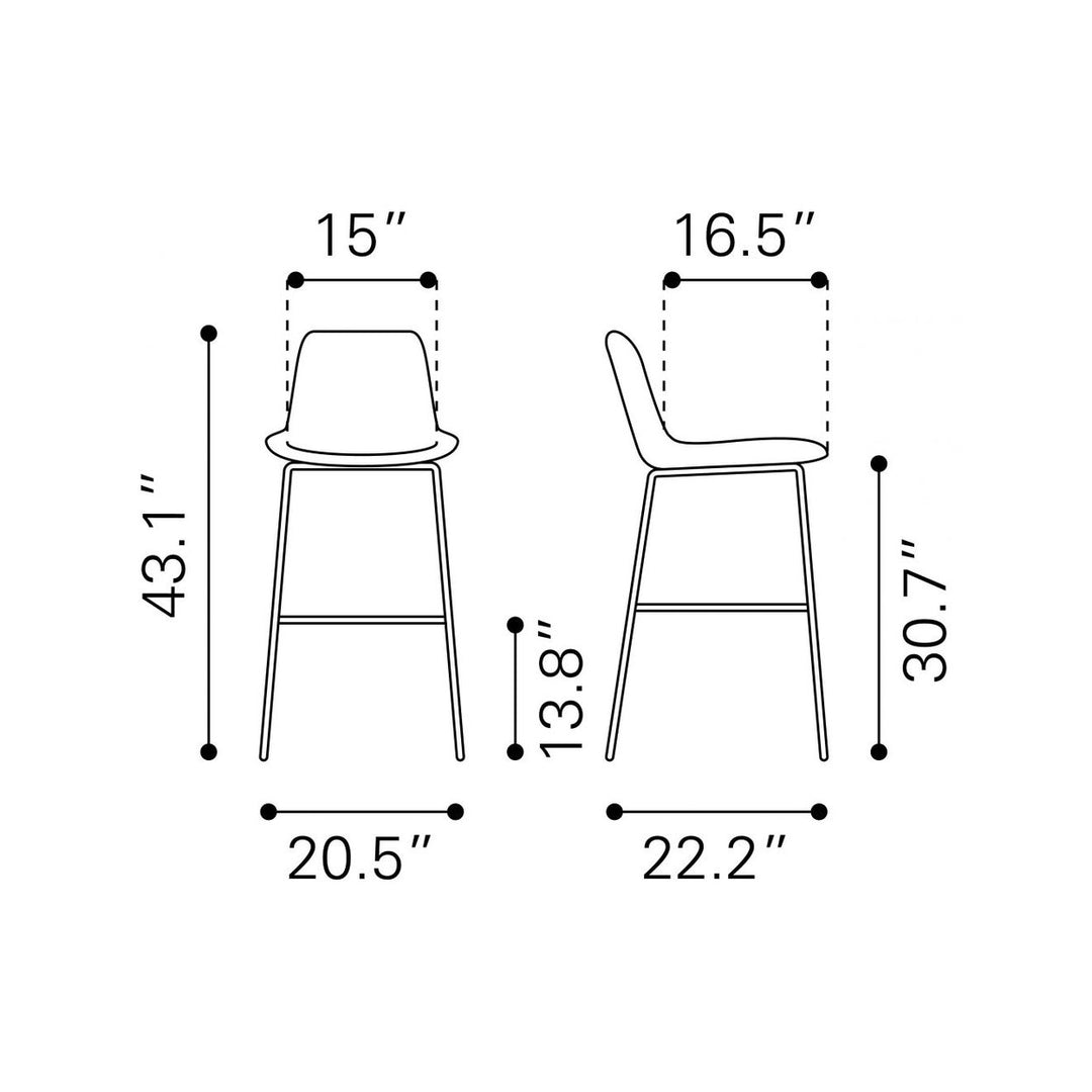 31" Gray And Copper Steel Low Back Bar Height Bar Chair Image 9