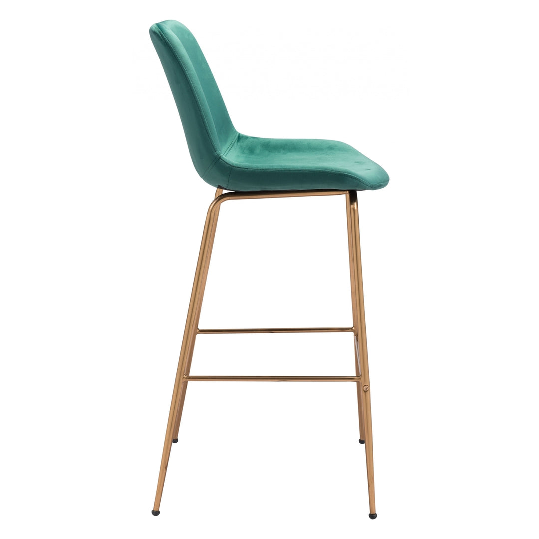 31" Green And Copper Steel Low Back Bar Height Bar Chair Image 2