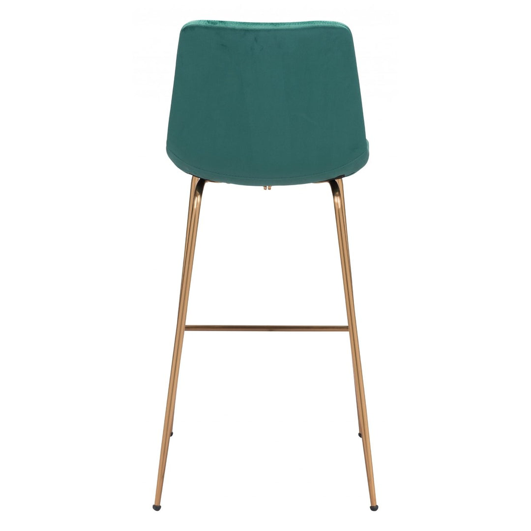 31" Green And Copper Steel Low Back Bar Height Bar Chair Image 4