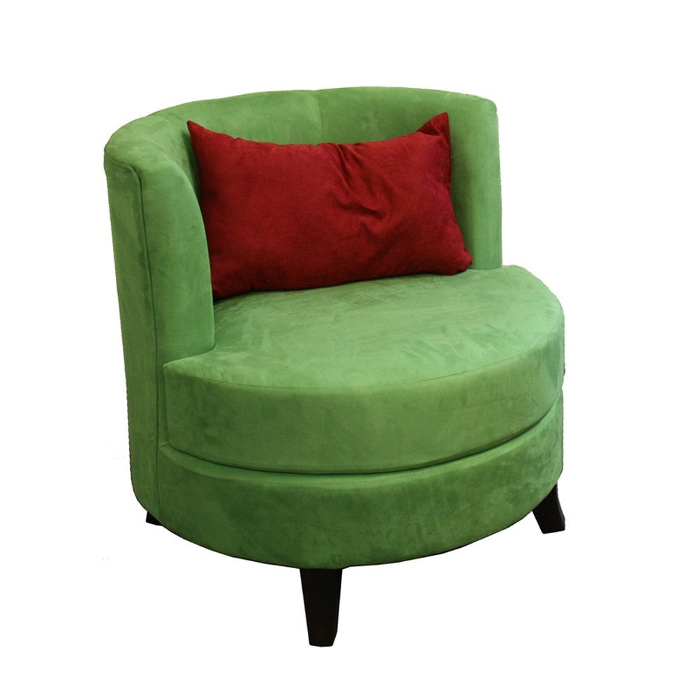 31" Green Microfiber Retro Round Accent Chair with Contrast Pillow Image 1