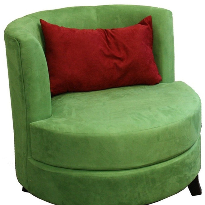 31" Green Microfiber Retro Round Accent Chair with Contrast Pillow Image 3