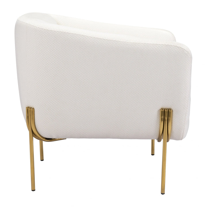 31" Ivory and Gold Textural Upholstered Accent Armchair Image 2