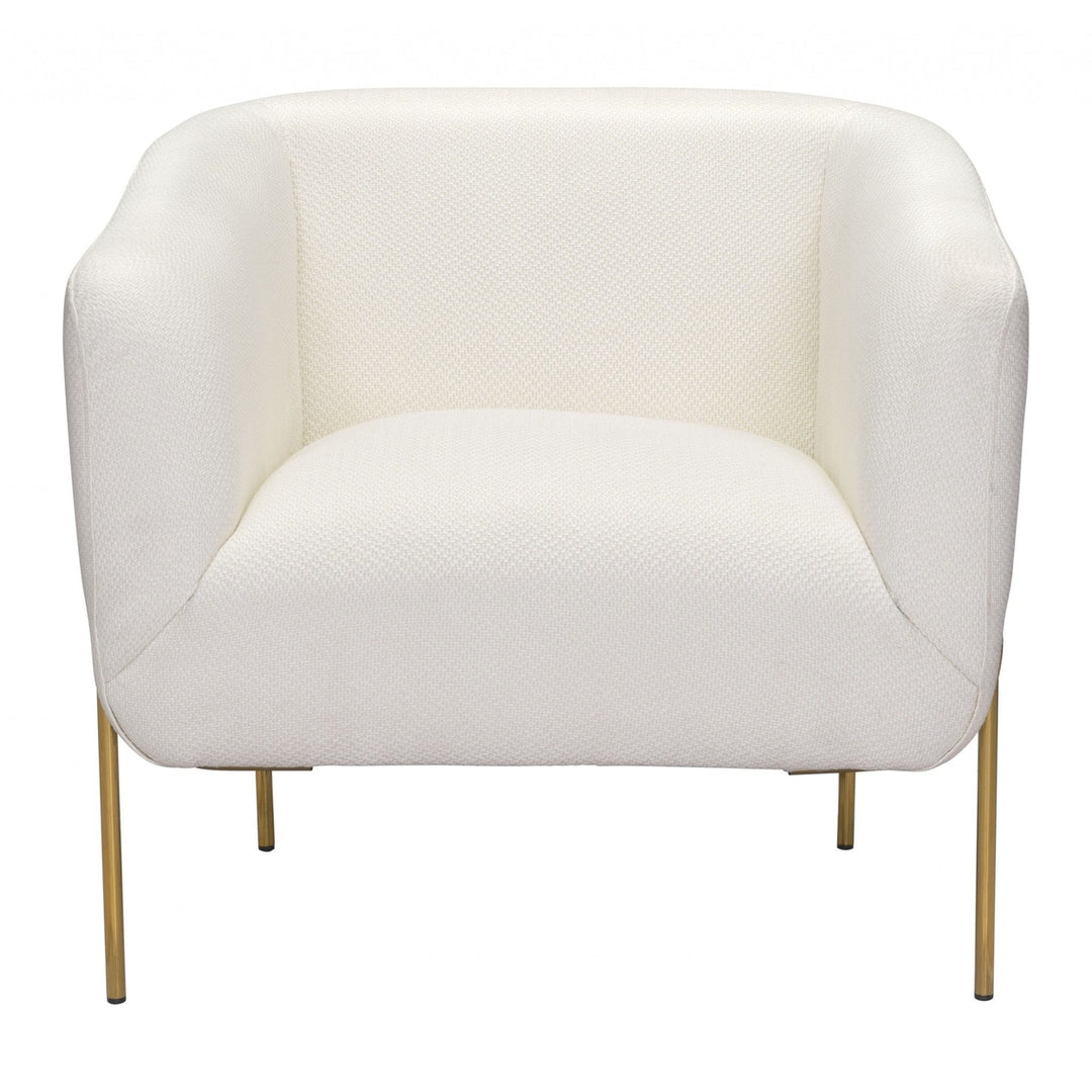 31" Ivory and Gold Textural Upholstered Accent Armchair Image 3