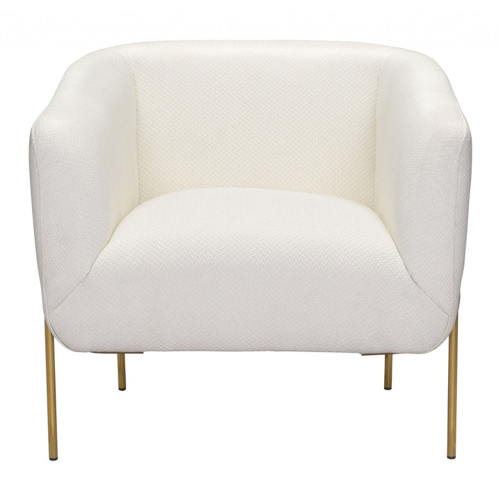 31" Ivory and Gold Textural Upholstered Accent Armchair Image 3