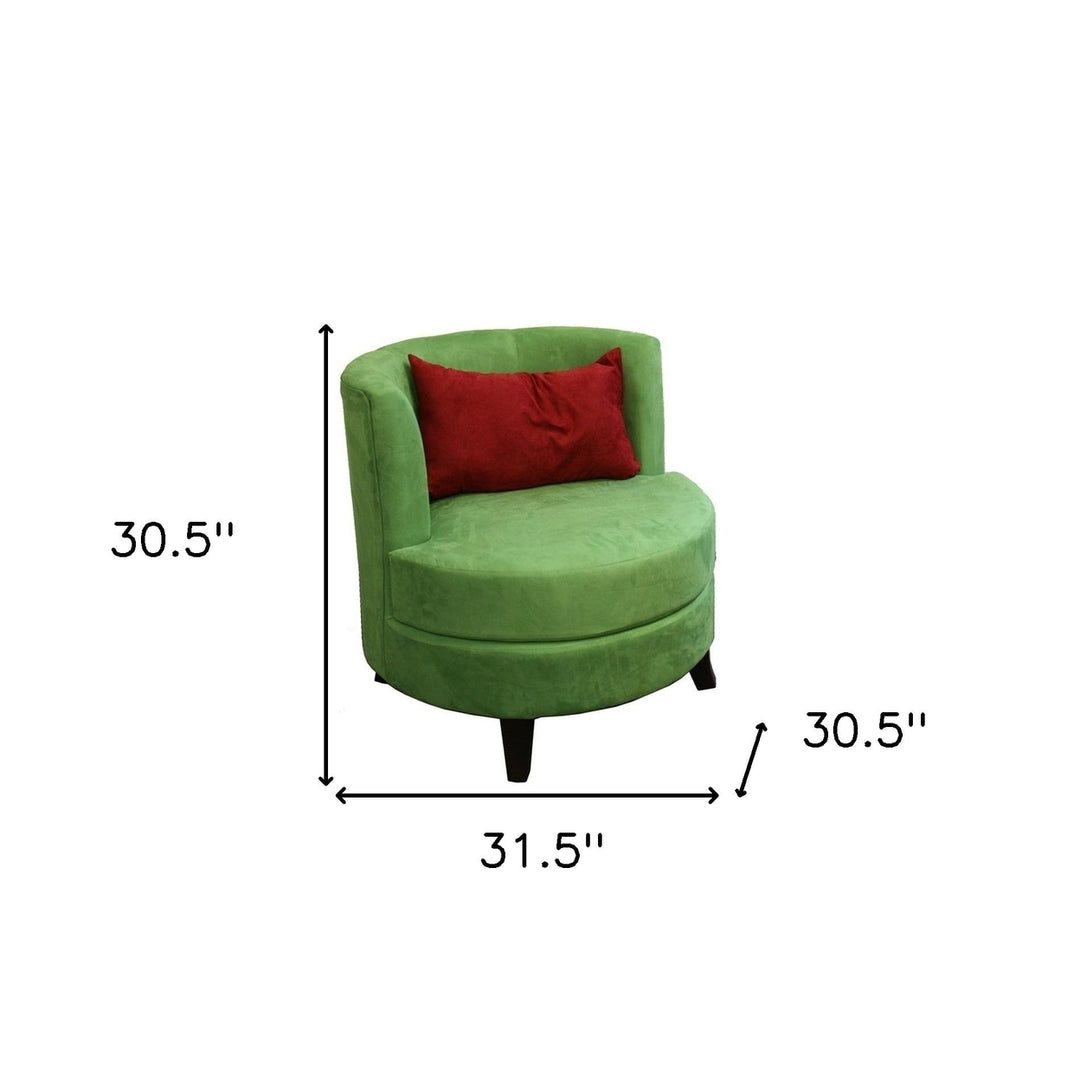 31" Green Microfiber Retro Round Accent Chair with Contrast Pillow Image 5