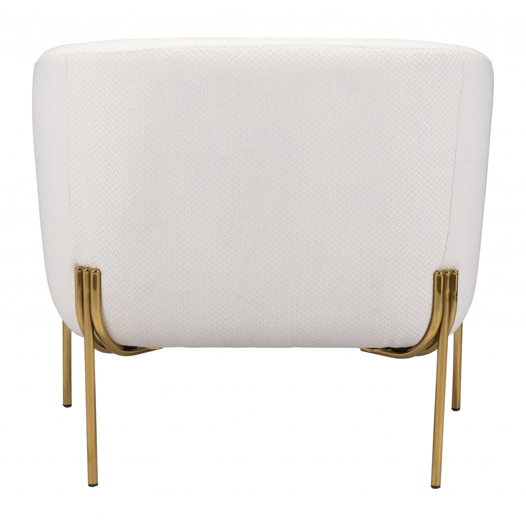 31" Ivory and Gold Textural Upholstered Accent Armchair Image 4