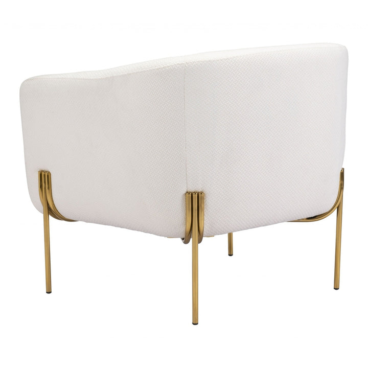 31" Ivory and Gold Textural Upholstered Accent Armchair Image 5