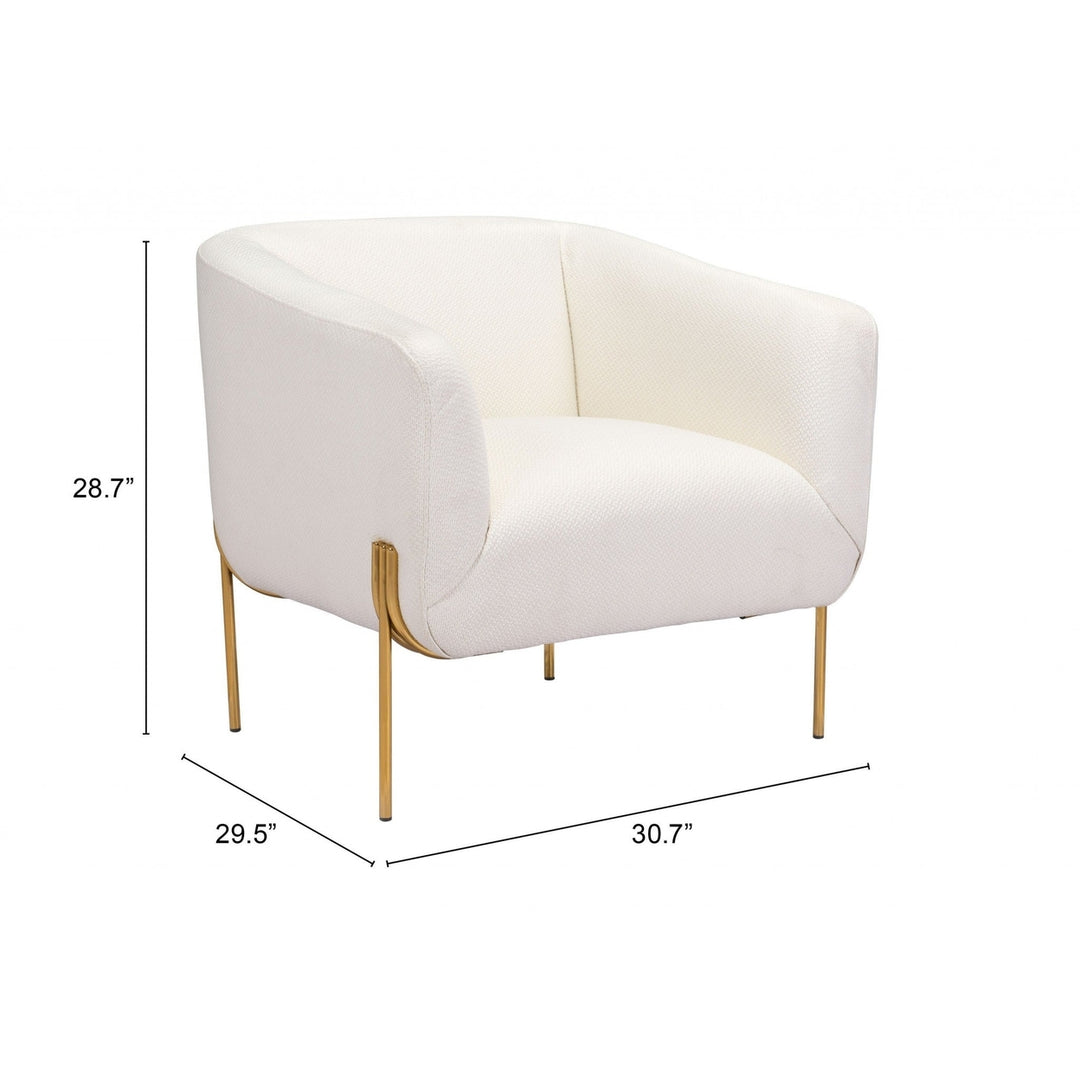 31" Ivory and Gold Textural Upholstered Accent Armchair Image 8