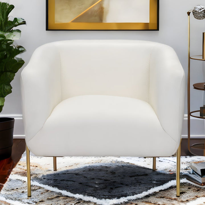 31" Ivory and Gold Textural Upholstered Accent Armchair Image 10