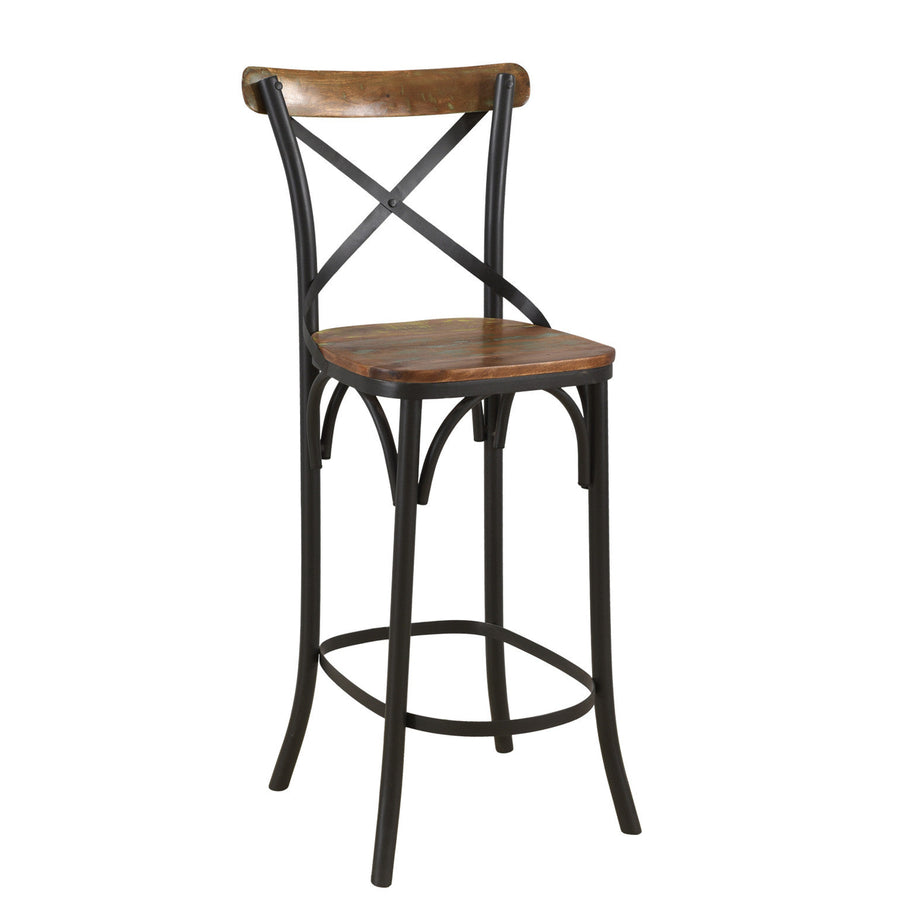 30" Brown And Black Metal Counter Height Bar Chair Image 1