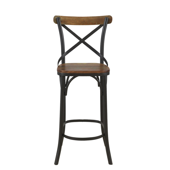 30" Brown And Black Metal Counter Height Bar Chair Image 2