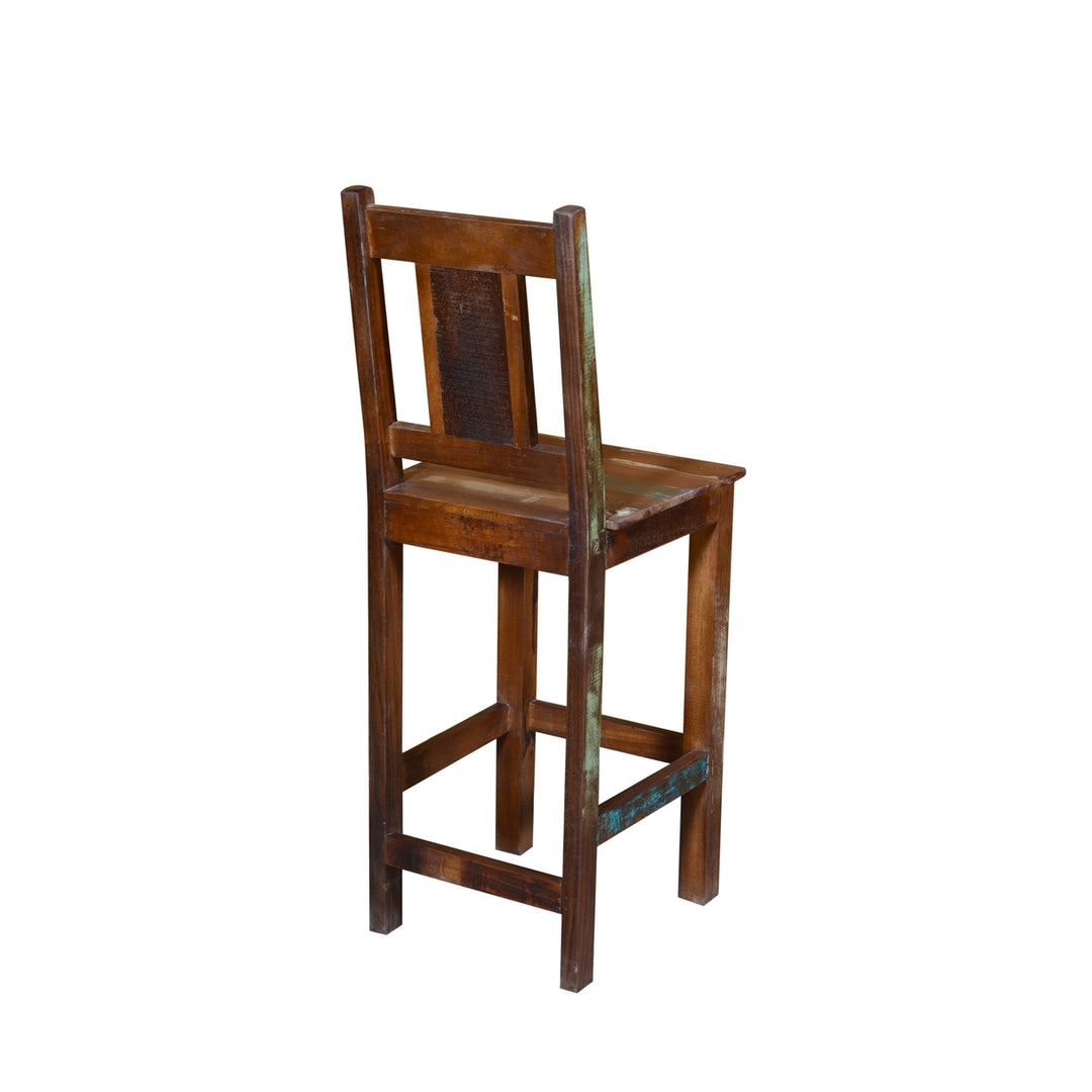 30" Brown Solid Wood Bar Height Bar Chair Image 2