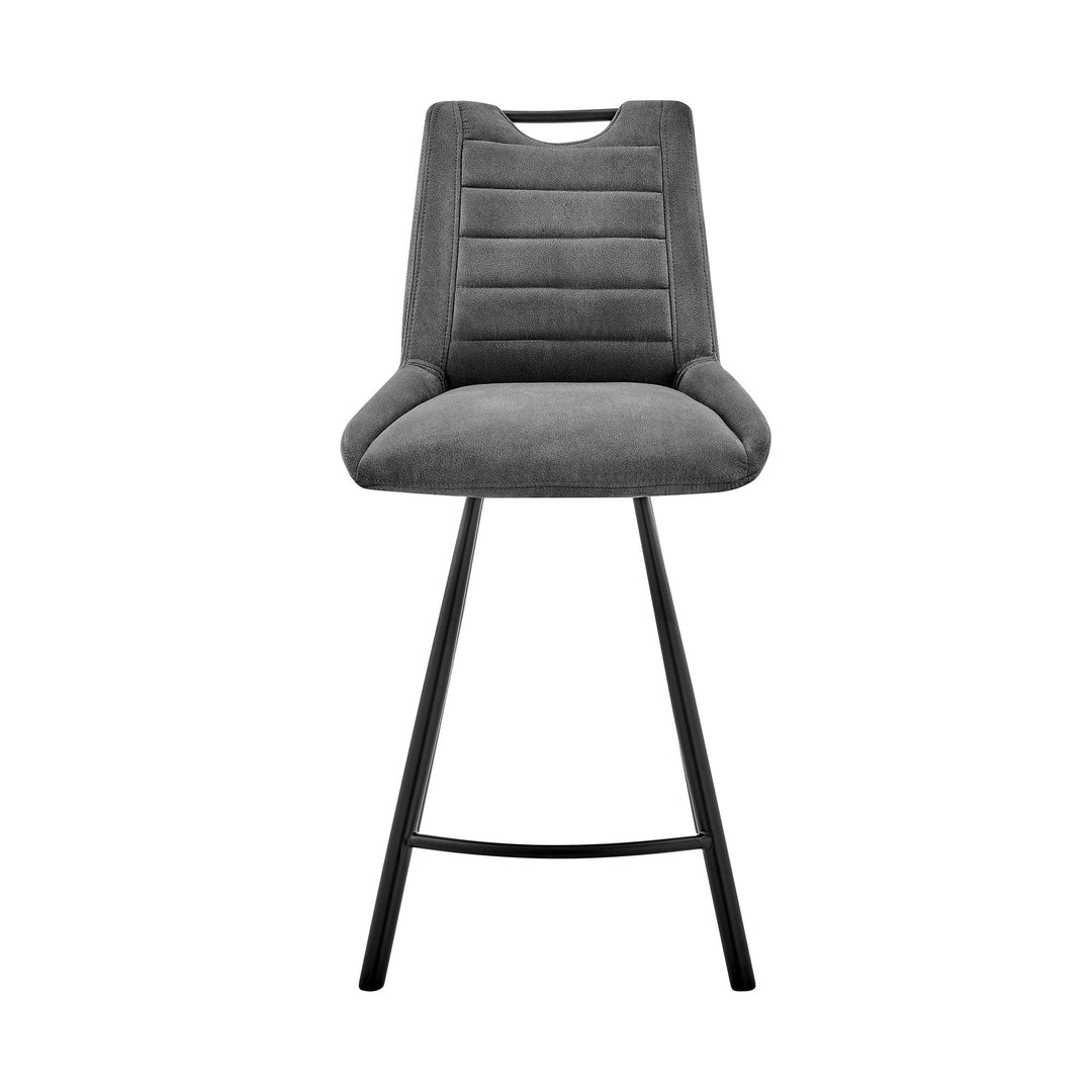 30" Charcoal And Black Iron Bar Height Bar Chair Image 4