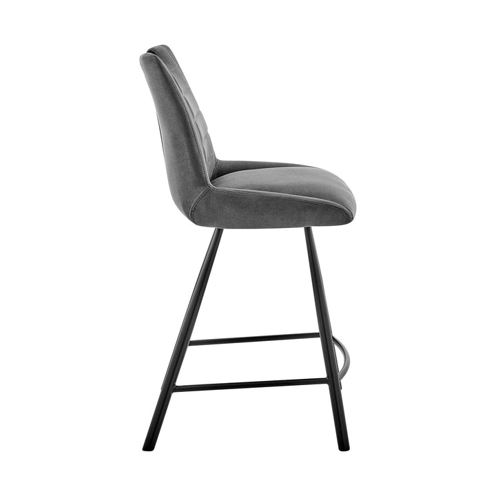 30" Charcoal And Black Iron Bar Height Bar Chair Image 5