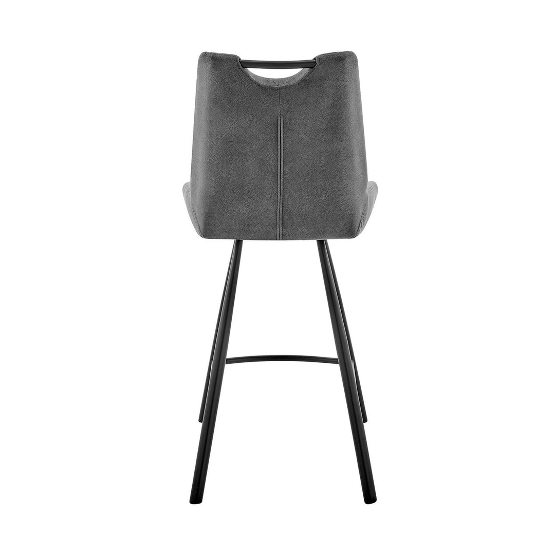 30" Charcoal And Black Iron Bar Height Bar Chair Image 7