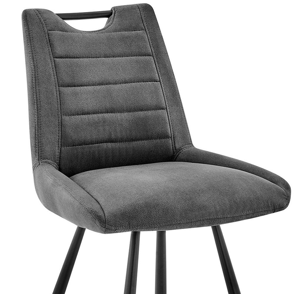 30" Charcoal And Black Iron Bar Height Bar Chair Image 9