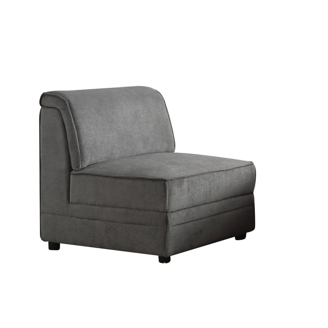 30" Gray And Black Velvet Slipper Chair Image 1