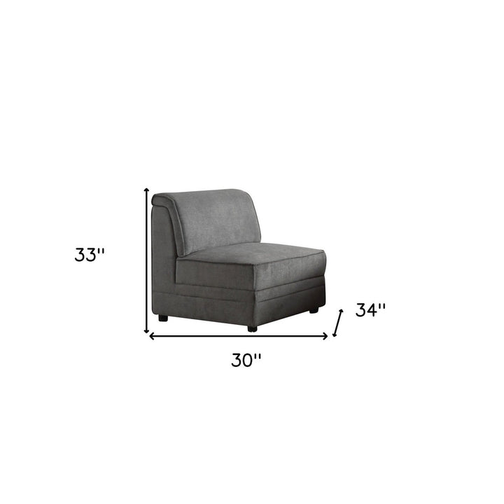 30" Gray And Black Velvet Slipper Chair Image 3