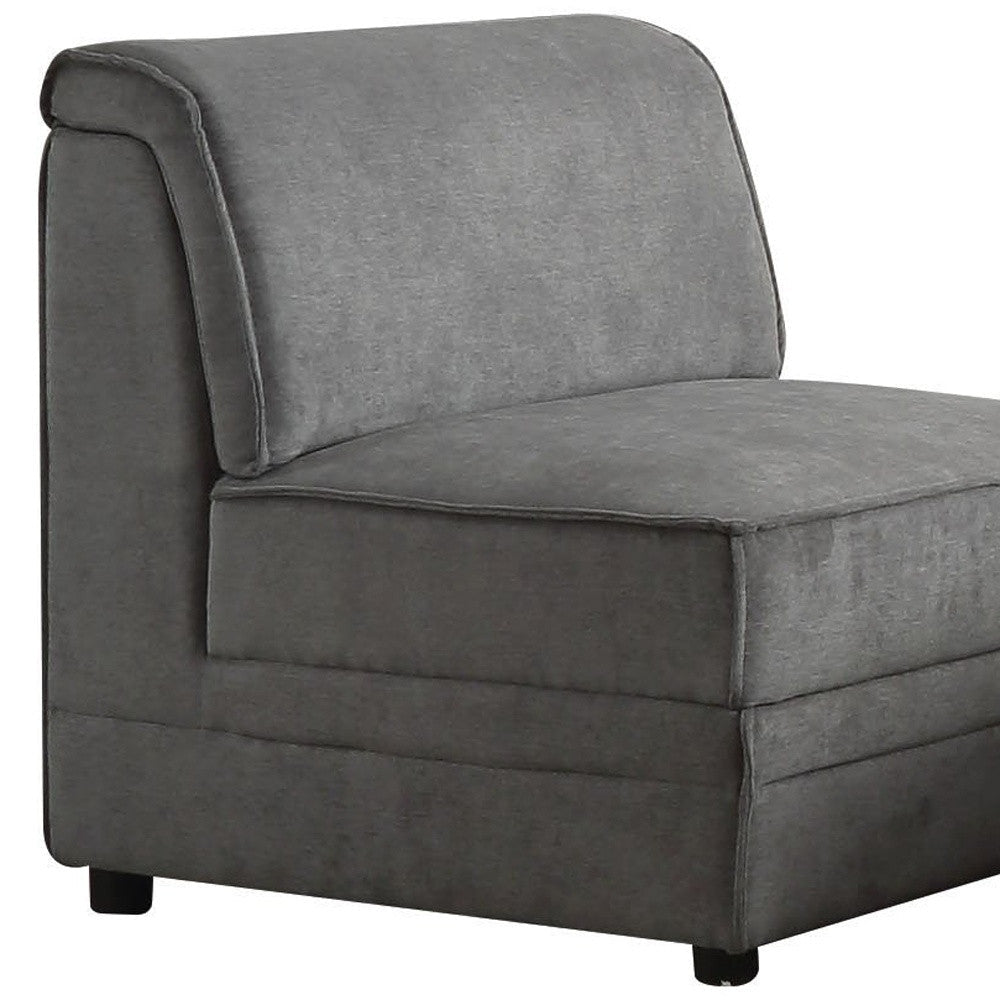 30" Gray And Black Velvet Slipper Chair Image 4