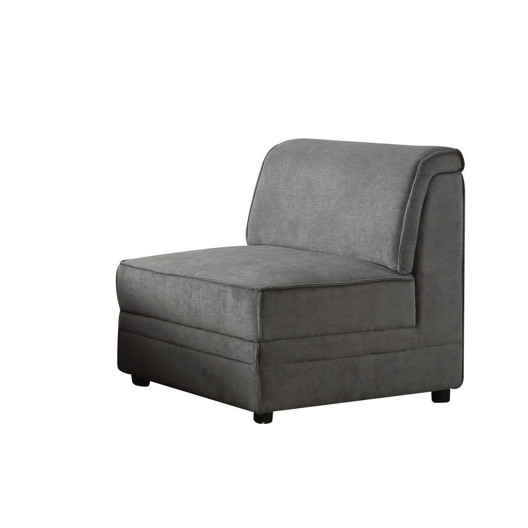 30" Gray And Black Velvet Slipper Chair Image 5