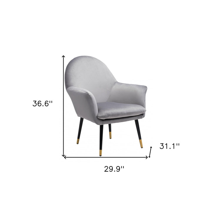 30" Gray And Gold Velvet Arm Chair Image 1