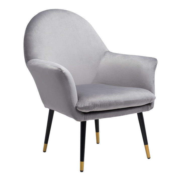 30" Gray And Gold Velvet Arm Chair Image 3