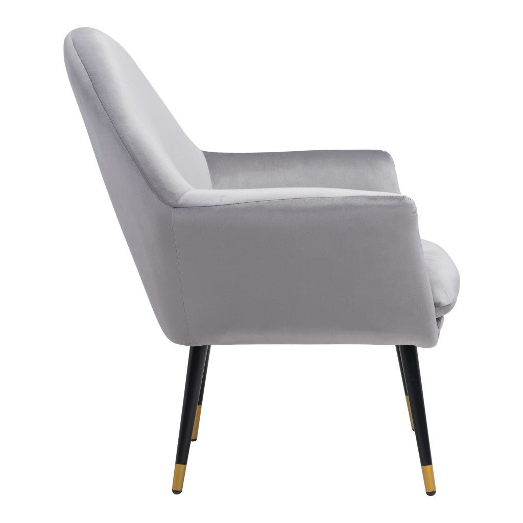 30" Gray And Gold Velvet Arm Chair Image 4