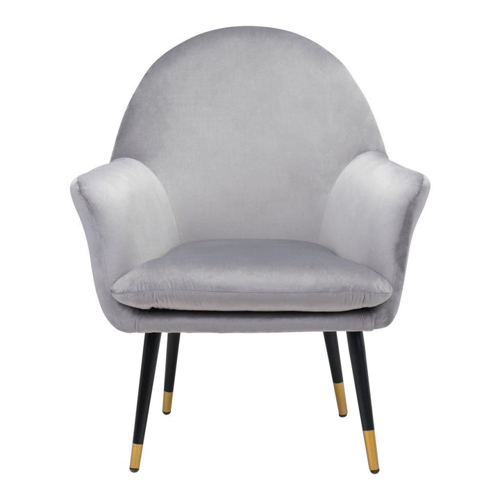 30" Gray And Gold Velvet Arm Chair Image 5