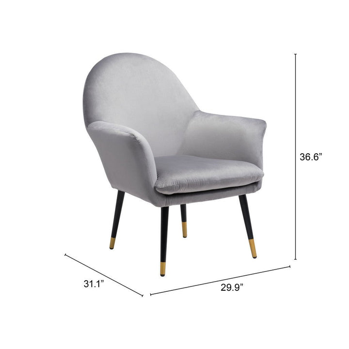 30" Gray And Gold Velvet Arm Chair Image 7