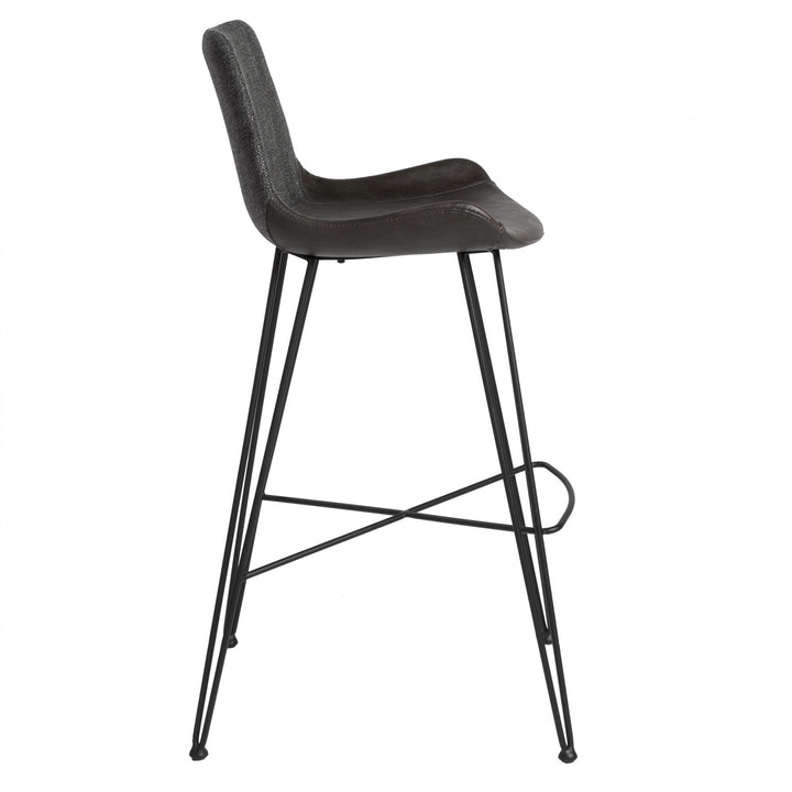 30" Gray Steel Bar Height Bar Chair Image 2