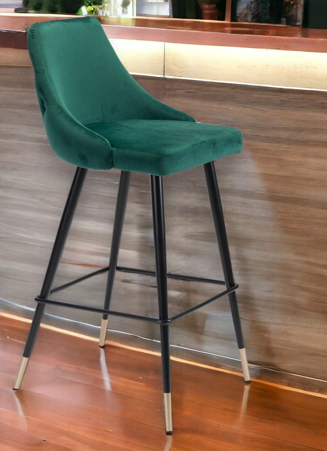 30" Green And Black Steel Low Back Bar Height Bar Chair Image 2