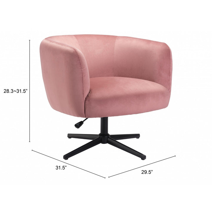 30" Pink And Black Velvet Swivel Barrel Chair Image 1